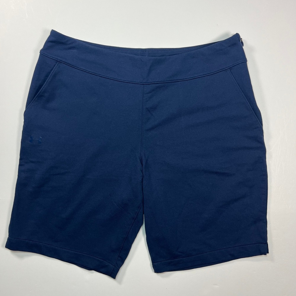 Under Armour Golf Shorts Women Medium Navy Blue Side Zip Fitted UW2027